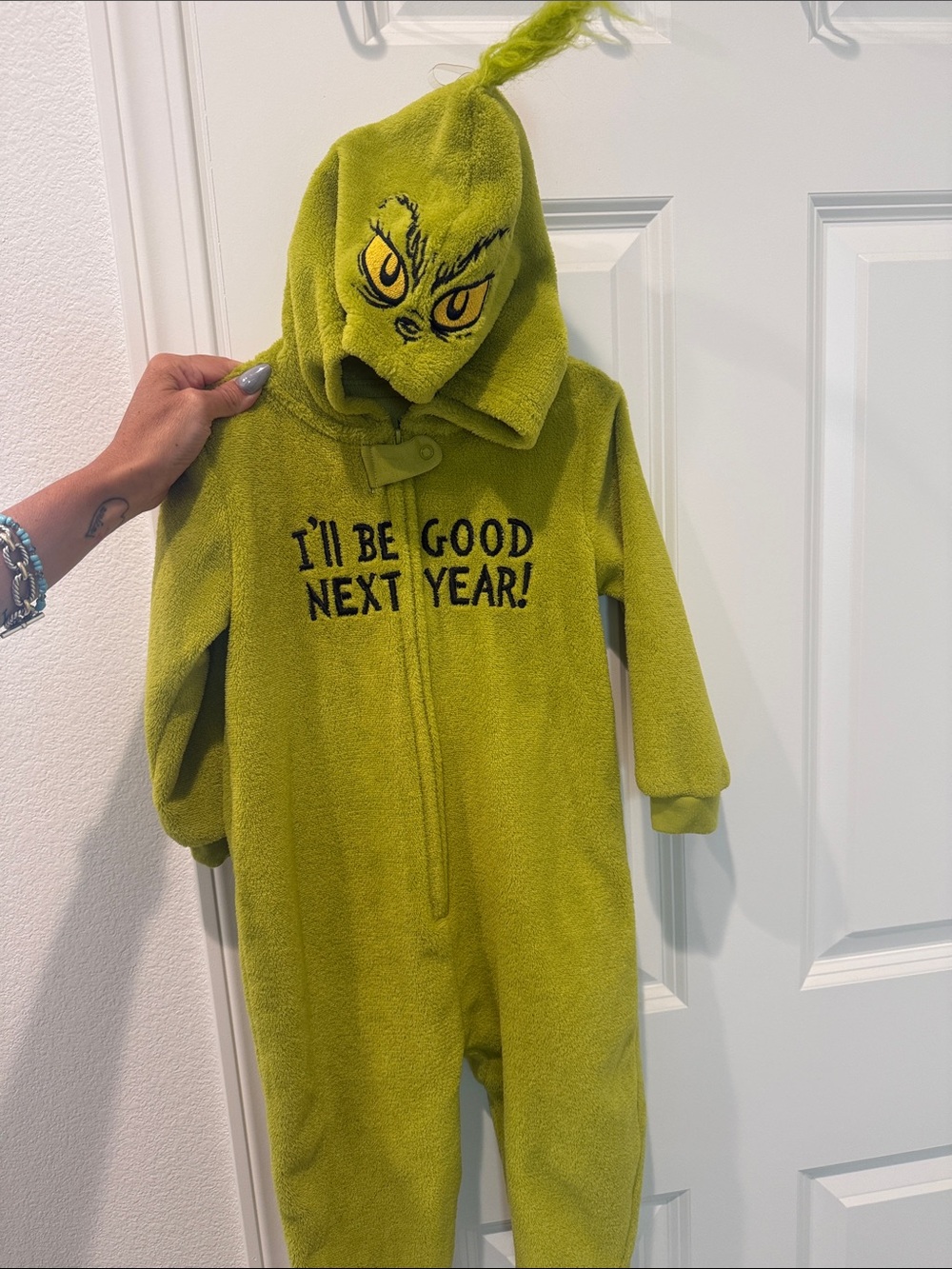 The Grinch Fleece toddler Onesie with Hood
